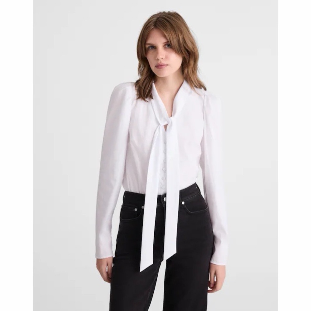 NWT! Madewell - V-Neck Button-Front Top - White - Size Small